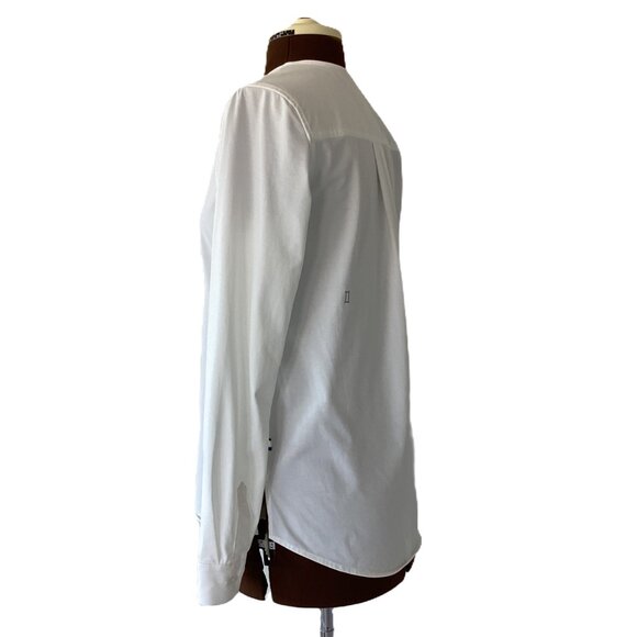 Kit & Ace White Cotton Jersey V-neck Button Front - Picture 3 of 6